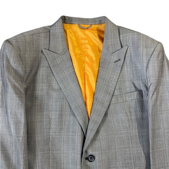 Bespoke Men’s Check Blazer Peak Lapel Grey White Chest 39R - Picture 2 of 9
